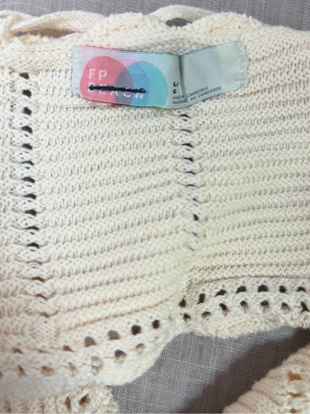 Med NWOT - Free Beach - Knit Crochet-like Cropped Tank Top - Cream - Picture 3 of 7